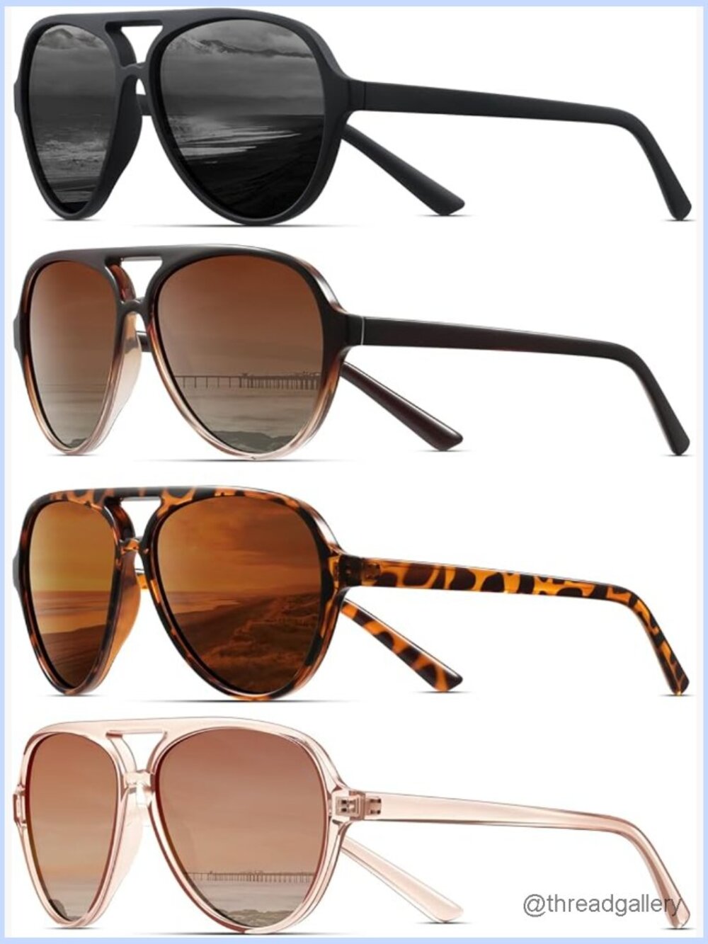 Polarized Aviator Sunglasses Sporty Frame Vintage Trendy Shades